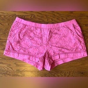 Lily Pulitzer Wixson Floral Eyelet Pull On Short in Pink (XL)